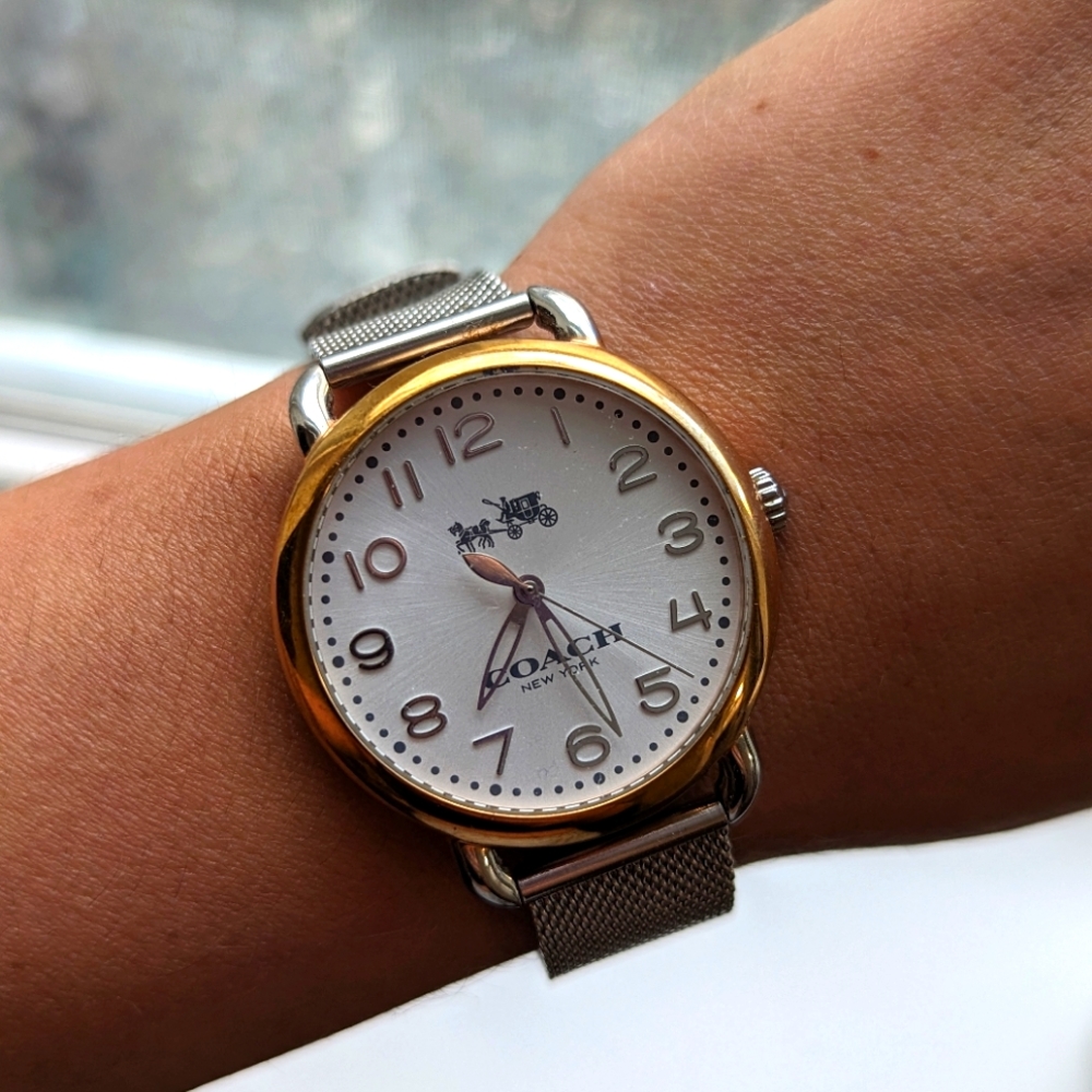 Coach Delancey Two Tone Mesh Bracelet Watch